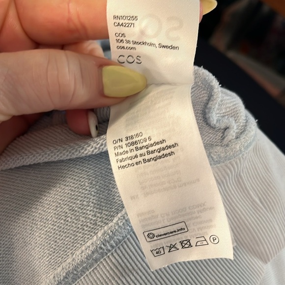 COS Sweatshirt Relaxed Fit Light Blue Size Small Cotton Blend - Picture 8 of 8